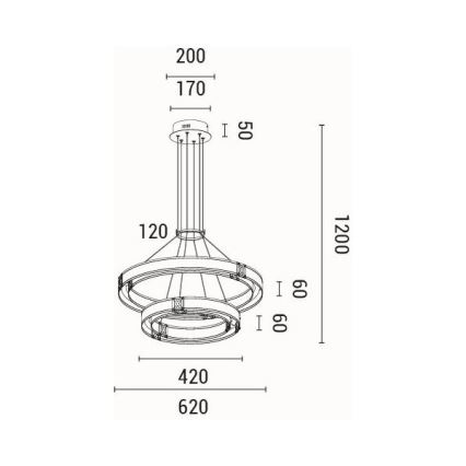 Candeeiro suspenso LED LED/62W/230V 3000K 62x120 cm