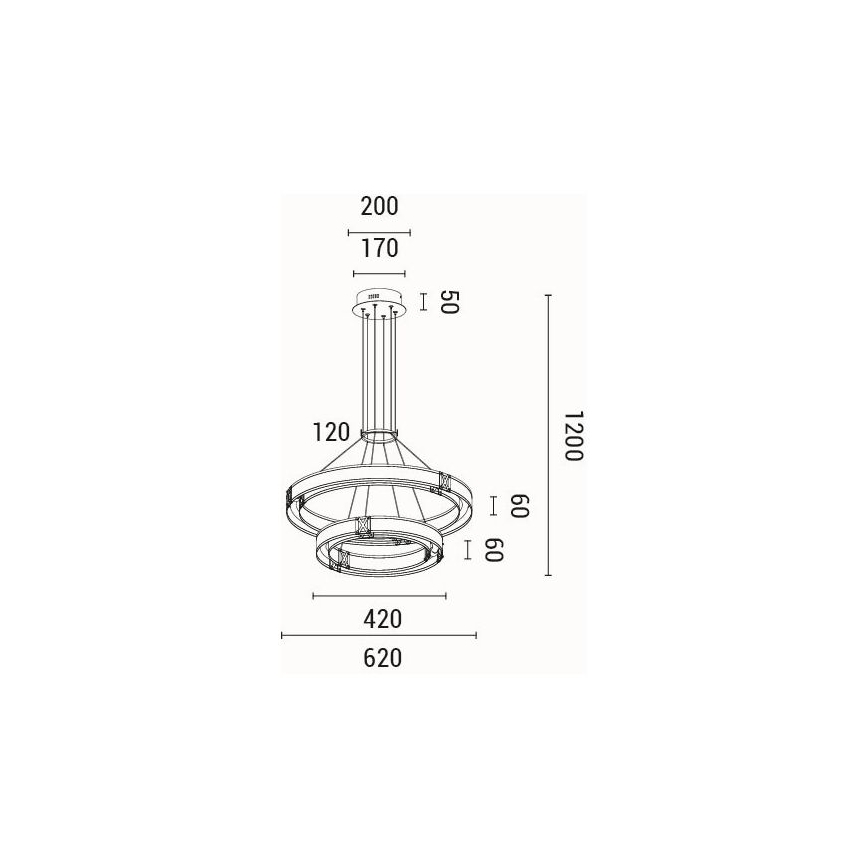 Candeeiro suspenso LED LED/62W/230V 3000K 62x120 cm