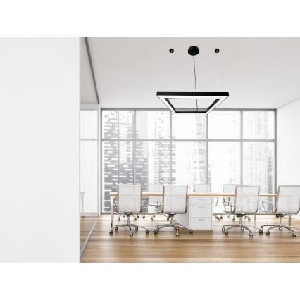 Candeeiro suspenso LED LED/70W/230V 4000K 100x100 cm preto