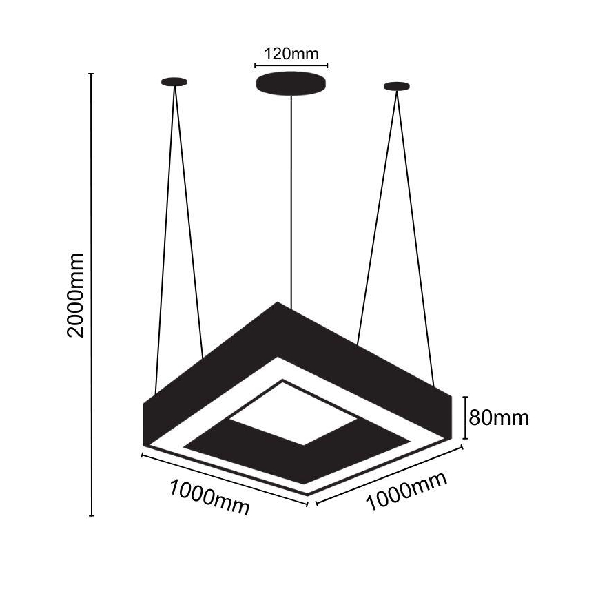 Candeeiro suspenso LED LED/70W/230V 4000K 100x100 cm preto