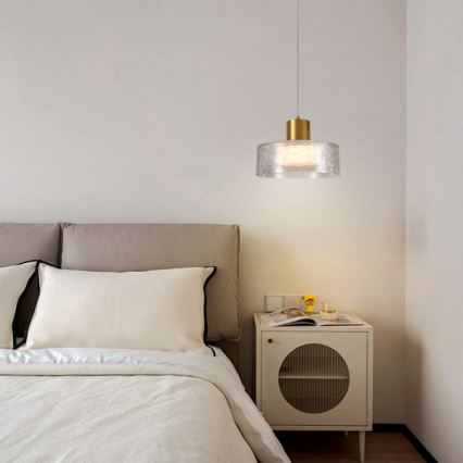 Candeeiro suspenso LED LED/8W/230V 3000K dourado/transparente pr. 20 cm