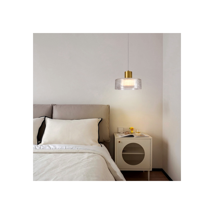 Candeeiro suspenso LED LED/8W/230V 3000K dourado/transparente pr. 20 cm