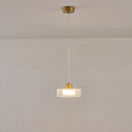 Candeeiro suspenso LED LED/8W/230V 3000K dourado/transparente pr. 20 cm
