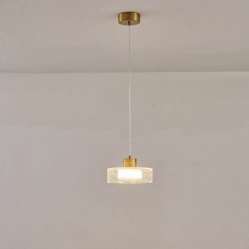Candeeiro suspenso LED LED/8W/230V 3000K dourado/transparente pr. 20 cm