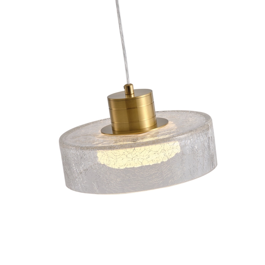Candeeiro suspenso LED LED/8W/230V 3000K dourado/transparente pr. 20 cm