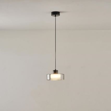 Candeeiro suspenso LED LED/8W/230V 3000K preto/fumado pr. 20 cm