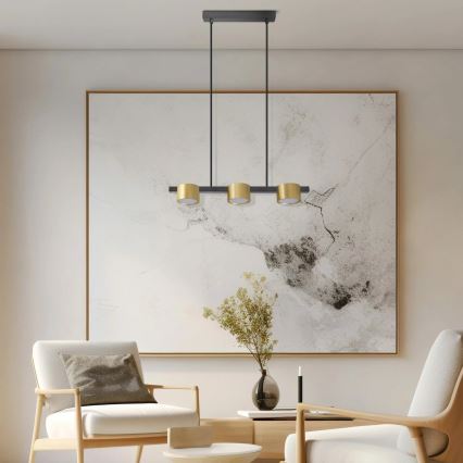 Candeeiro suspenso LED MIRELLA 3xGX53/6W/230V dourado/preto