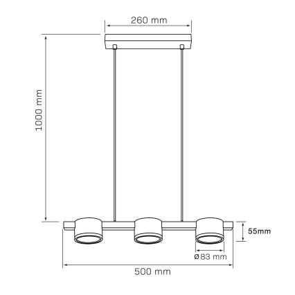 Candeeiro suspenso LED MIRELLA 3xGX53/6W/230V dourado/preto
