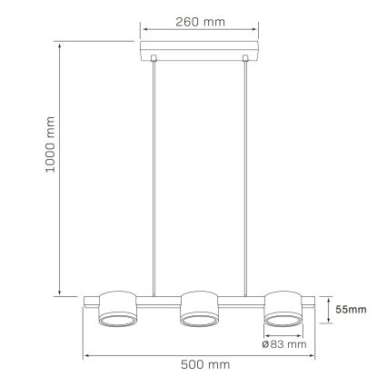 Candeeiro suspenso LED MIRELLA 3xGX53/6W/230V preto