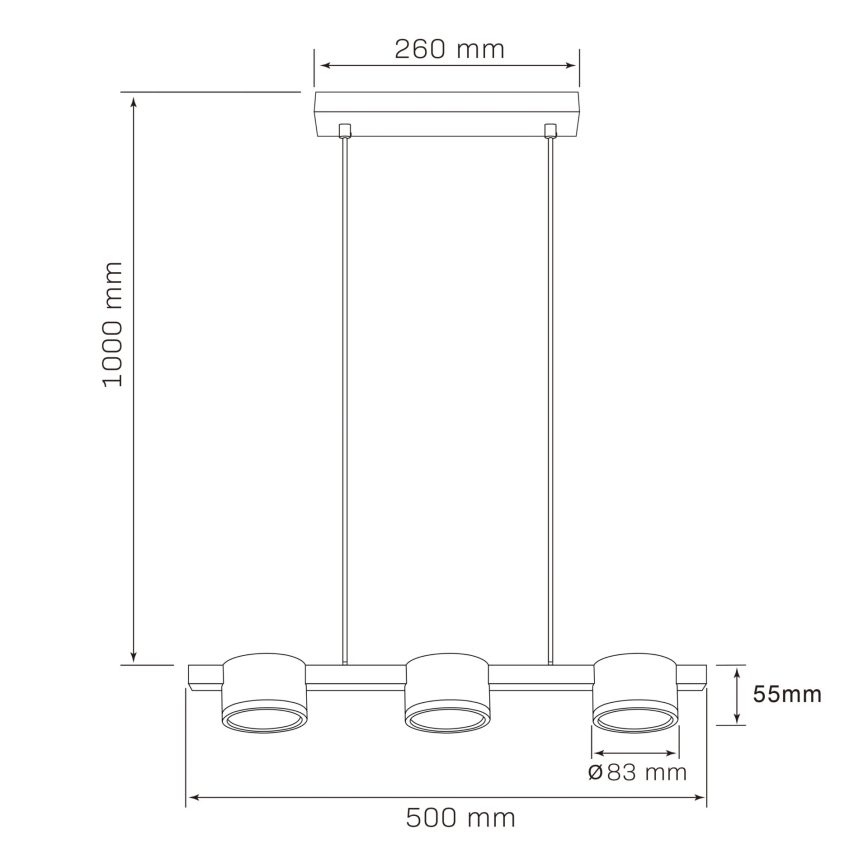 Candeeiro suspenso LED MIRELLA 3xGX53/6W/230V preto