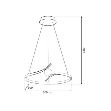 Candeeiro suspenso LED PERLA LED/34W/230V preto