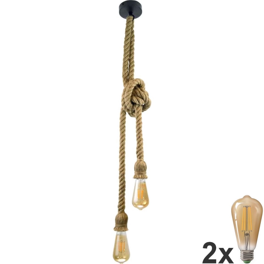 Candeeiro suspenso LED ROPE 2xE27/10W/230V