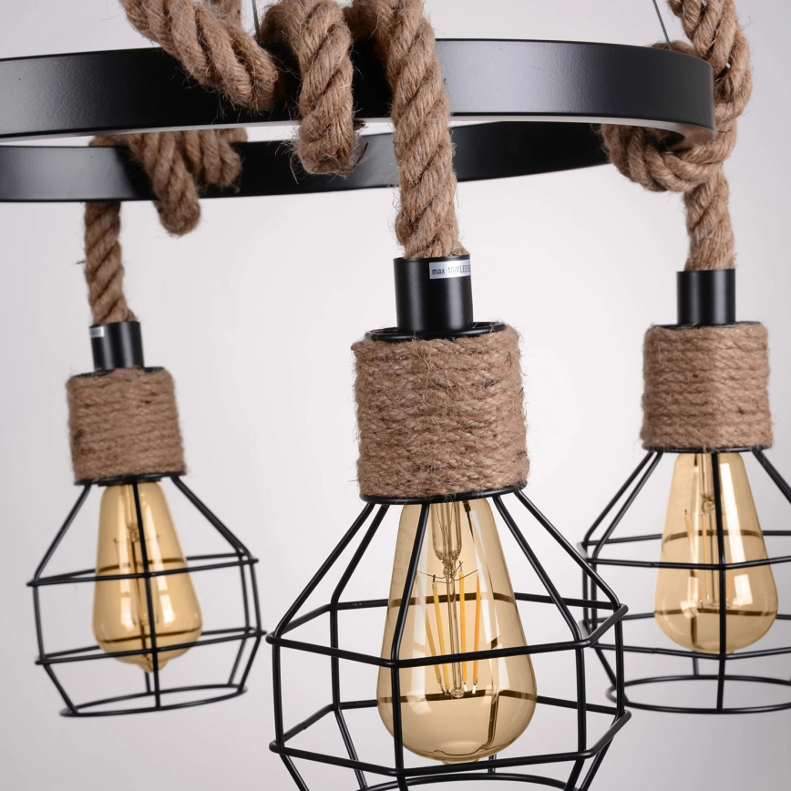 Candeeiro suspenso LED ROPE ALEGRA 4xE27/10W/230V