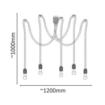 Candeeiro suspenso LED ROPE CASA 5xE27/10W/230V aranha