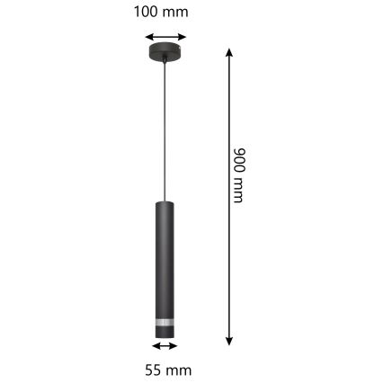 Candeeiro suspenso LED TUBA 1xGU10/4,8W/230V preto/cromado brilhante