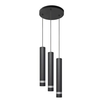 Candeeiro suspenso LED TUBA 3xGU10/4,8W/230V preto/cromado brilhante