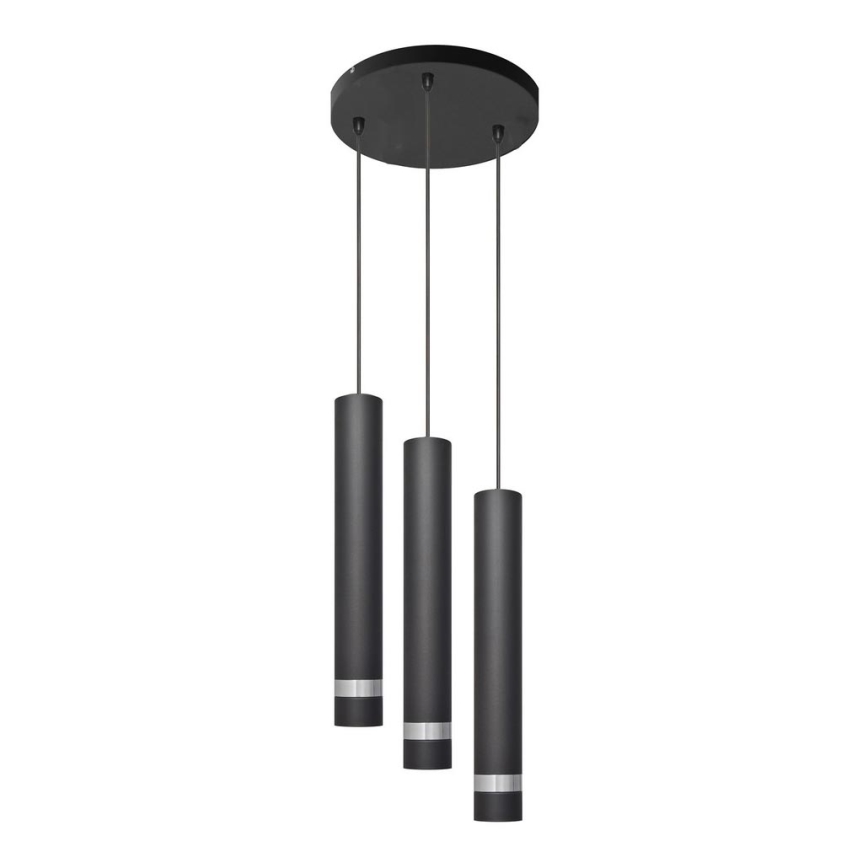 Candeeiro suspenso LED TUBA 3xGU10/4,8W/230V preto/cromado brilhante