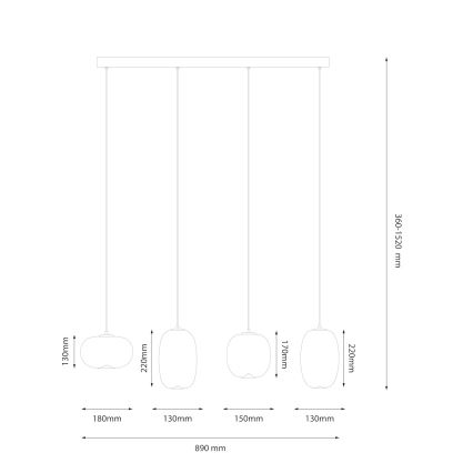 Candeeiro suspenso LED VASO LED/15W/230V branco