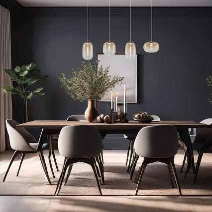 Candeeiro suspenso LED VASO LED/15W/230V dourado/fumado