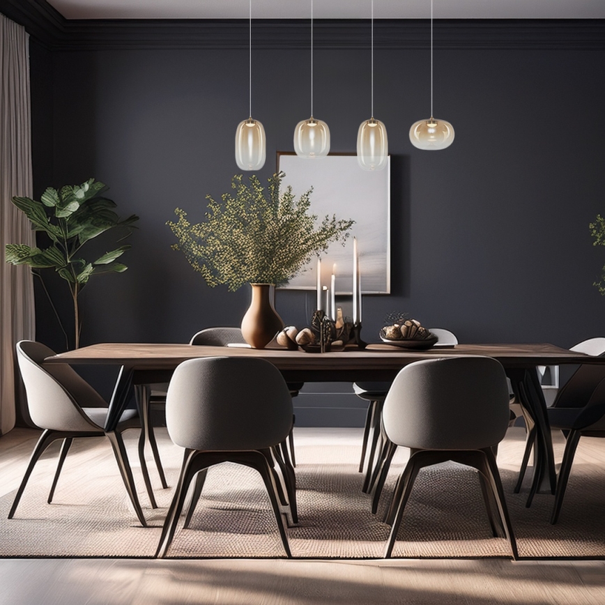 Candeeiro suspenso LED VASO LED/15W/230V dourado/fumado