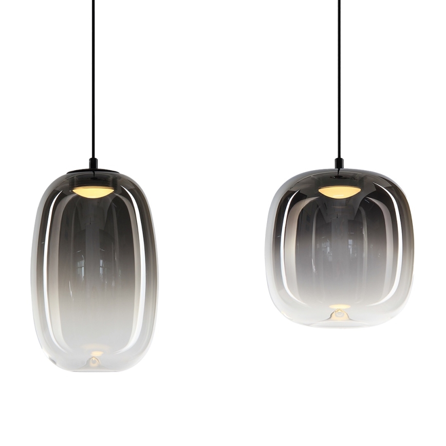 Candeeiro suspenso LED VASO LED/15W/230V preto/fumado
