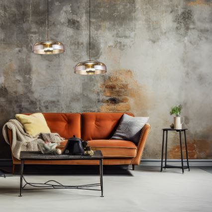 Candeeiro suspenso LED VETRO LED/6W/230V diâmetro 23 cm bege/preto