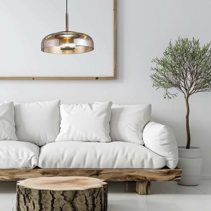 Candeeiro suspenso LED VETRO LED/6W/230V diâmetro 23 cm bege/preto