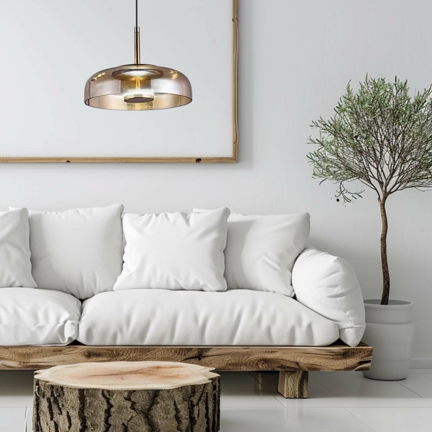 Candeeiro suspenso LED VETRO LED/6W/230V diâmetro 23 cm bege/preto
