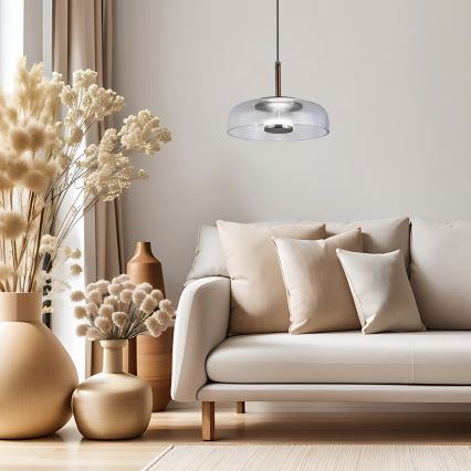 Candeeiro suspenso LED VETRO LED/6W/230V diâmetro 23 cm cinzento/preto