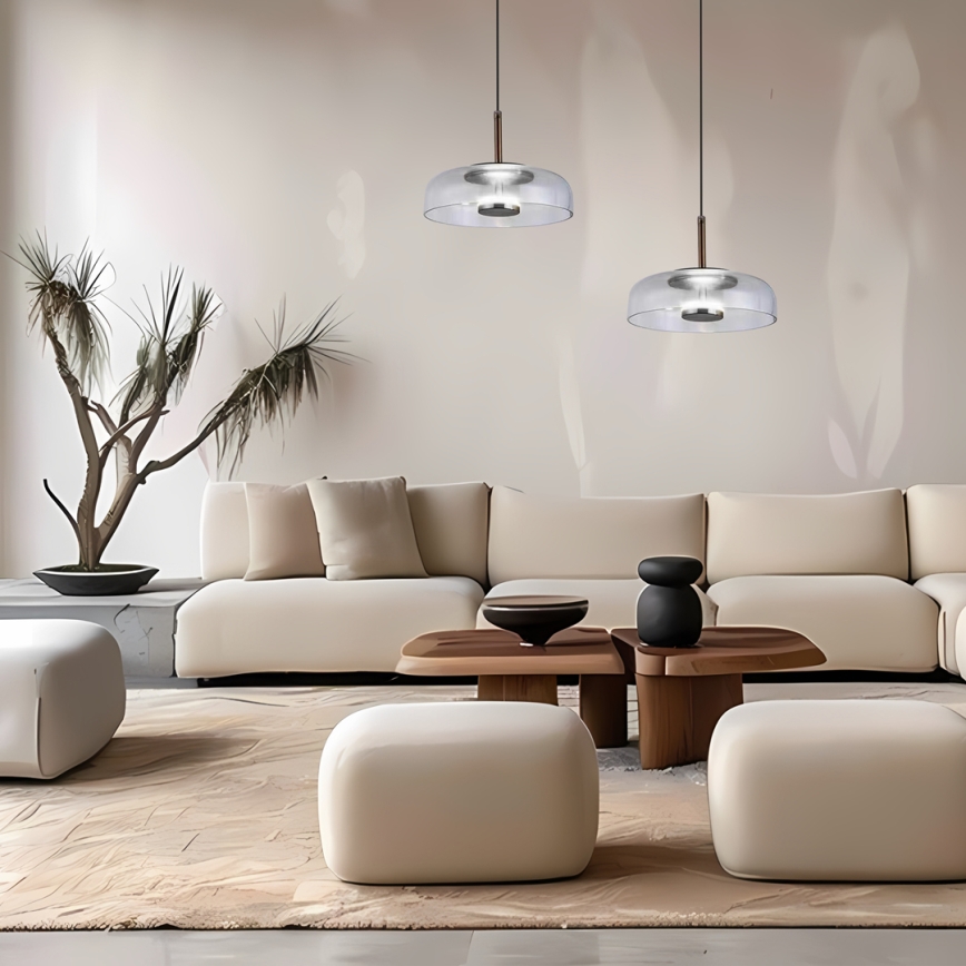 Candeeiro suspenso LED VETRO LED/6W/230V diâmetro 23 cm cinzento/preto