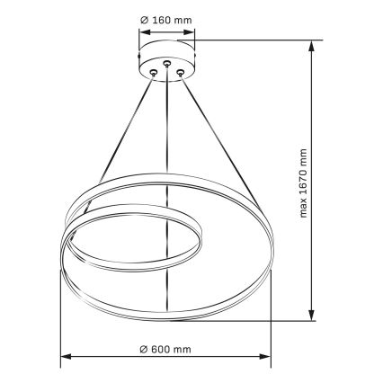 Candeeiro suspenso LED ZEFIRA LED/52W/230V 4000K diâmetro 60 cm antracite