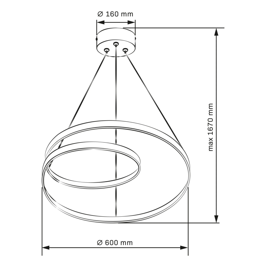 Candeeiro suspenso LED ZEFIRA LED/52W/230V 4000K diâmetro 60 cm antracite