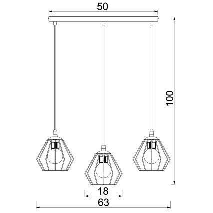 Candeeiro suspenso LETI 3xE27/15W/230W preto