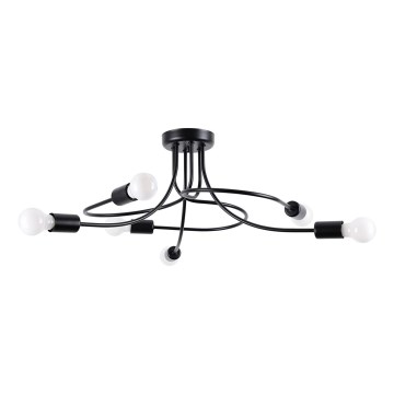 Candeeiro suspenso LEVAR 6xE27/15W/230V preto