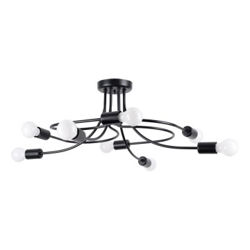 Candeeiro suspenso LEVAR 8xE27/15W/230V preto