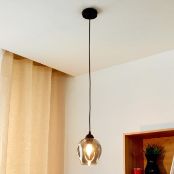 Candeeiro suspenso LILI 1xE27/15W/230V preto/cinzento