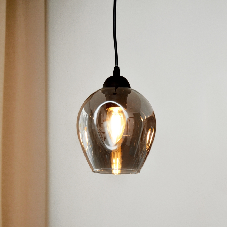 Candeeiro suspenso LILI 1xE27/15W/230V preto/cinzento