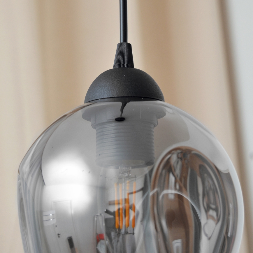 Candeeiro suspenso LILI 1xE27/15W/230V preto/cinzento