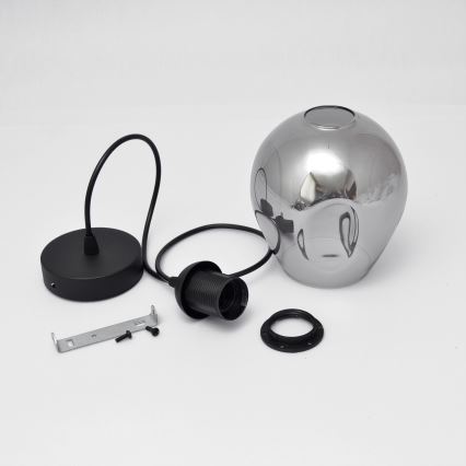 Candeeiro suspenso LILI 1xE27/15W/230V preto/cinzento