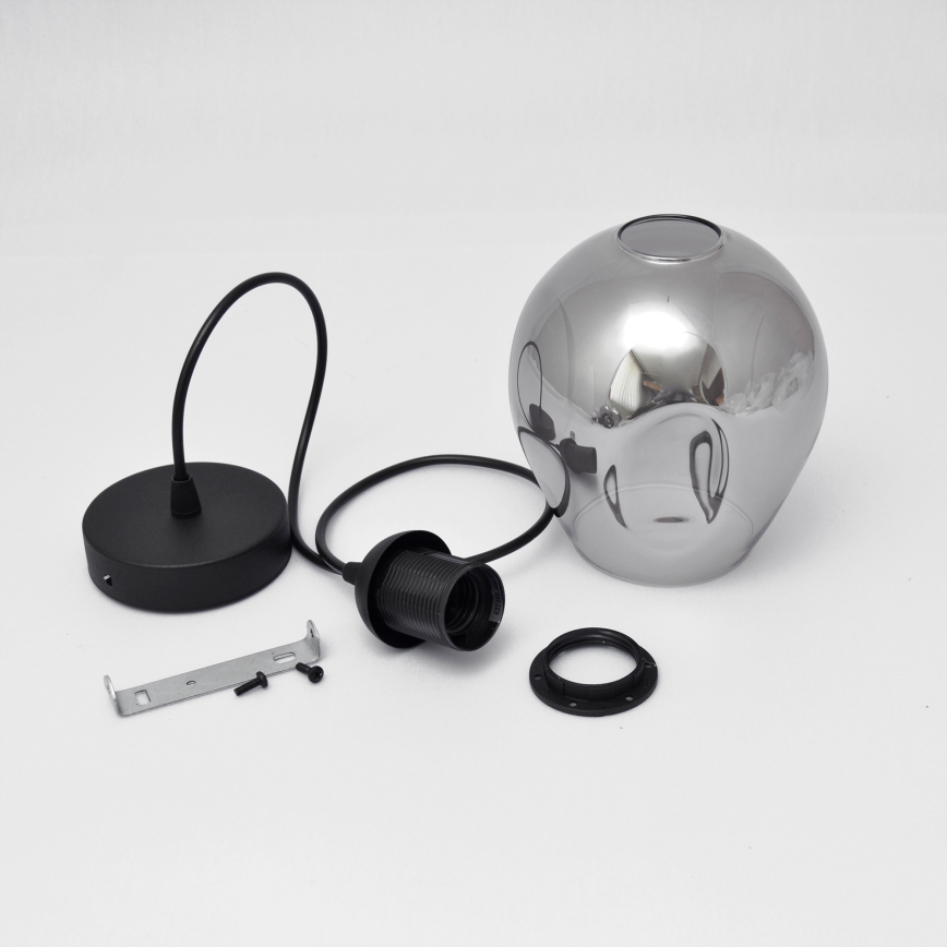 Candeeiro suspenso LILI 1xE27/15W/230V preto/cinzento