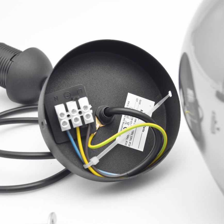 Candeeiro suspenso LILI 1xE27/15W/230V preto/cinzento