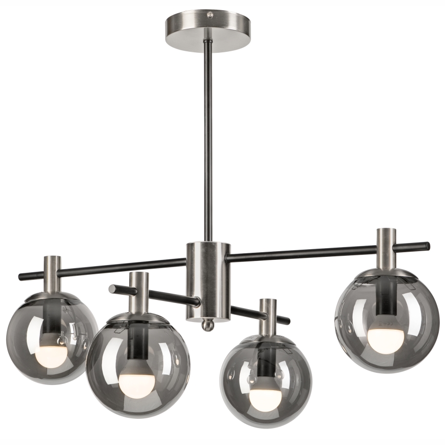Candeeiro suspenso LILOU 4xE14/5W/230V cromado mate/fumado