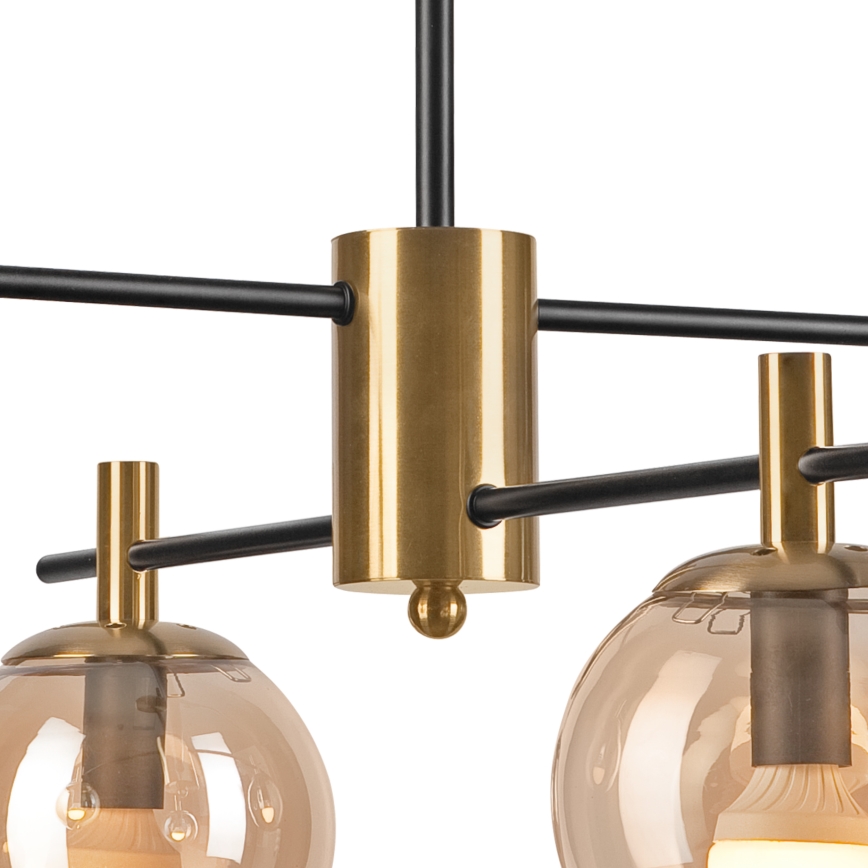 Candeeiro suspenso LILOU 4xE14/5W/230V dourado/preto/fumado bege