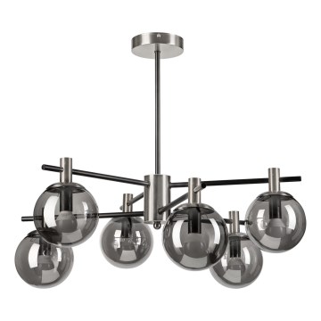 Candeeiro suspenso LILOU 6xE14/5W/230V cromado mate/fumado