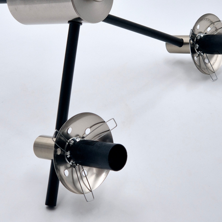 Candeeiro suspenso LILOU 6xE14/5W/230V cromado mate/fumado