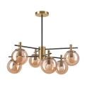Candeeiro suspenso LILOU 6xE14/5W/230V dourado/preto/fumado bege