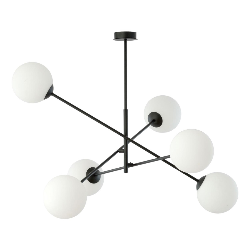 Candeeiro suspenso LINEAR 6xE14/10W/230V preto/branco