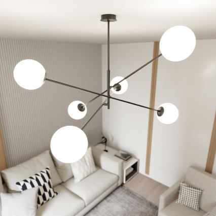 Candeeiro suspenso LINEAR 6xE14/10W/230V preto/branco