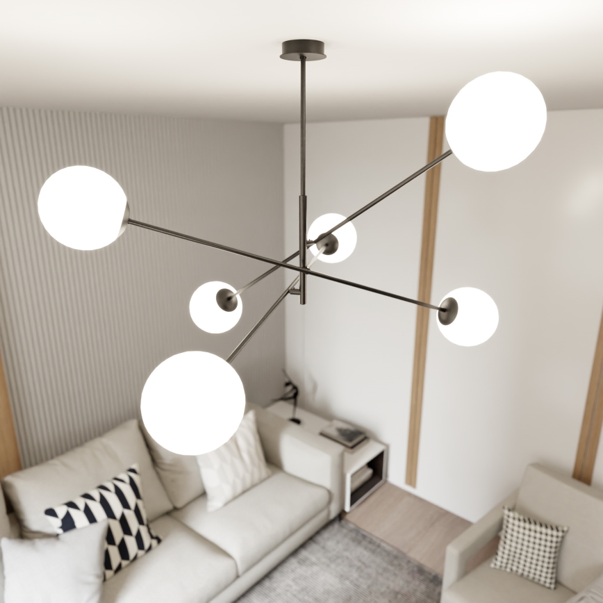 Candeeiro suspenso LINEAR 6xE14/10W/230V preto/branco