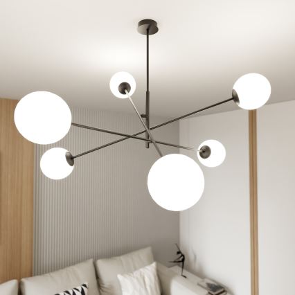 Candeeiro suspenso LINEAR 6xE14/10W/230V preto/branco